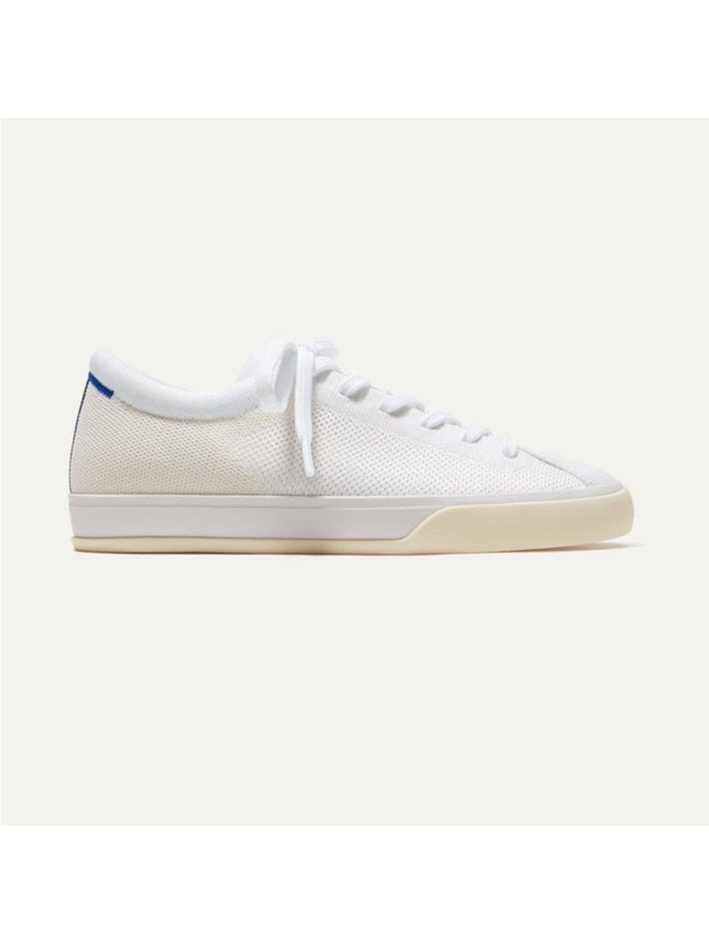 Rothy's White Low-Top Sneakers with Blue Heel Tab